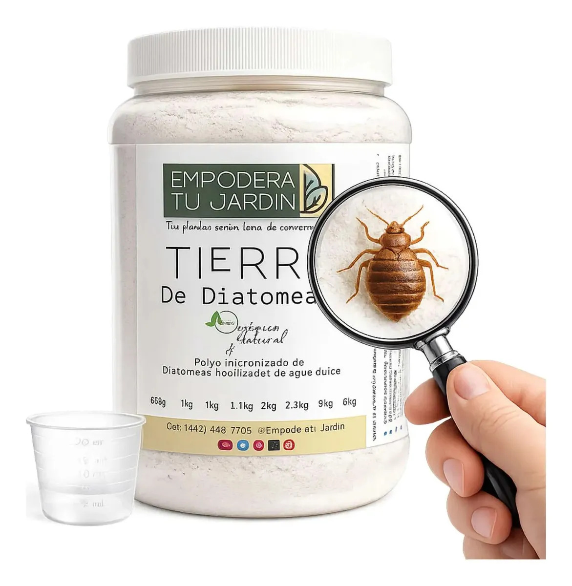 Tierra de Diatomeas: Insecticida Orgánico para Chinches, Pulgas, Garrapatas, Piojos, Arenero Gatos, Plagas en Casa, Plantas y Jardín (1 kg)