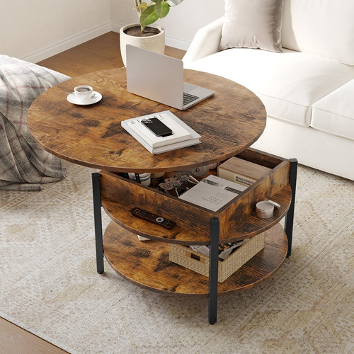 Mesa Elevable De Almacenamiento Y Compartimento Oculto Marró