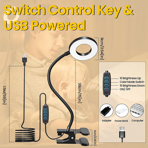 Lámpara De Escritorio Led Con Clip De Protección Ocular Con