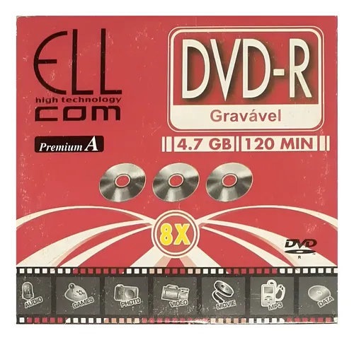 Dvd-r Ell 4.7 Gb/ 8 X/ 120 Min - Premium A | MercadoLivre