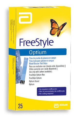 Tiras Free Style Optium Glucómetro X 25 Und Color Multicolor