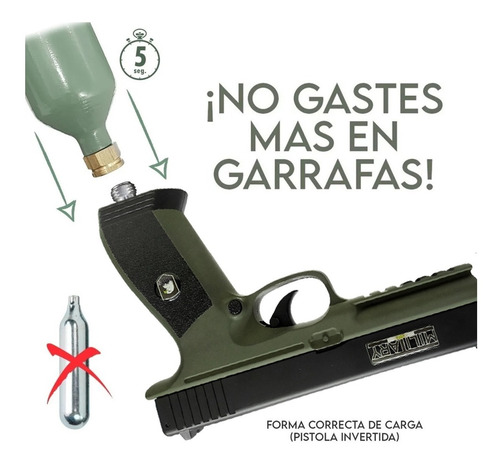 Imagen 3 de 8 de Pistola Co2 Glock 17 Swat Military Comando Adaptador Drago