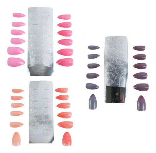 Kit 36 Uñas Postizas Cambia De Color Press On Multicolor