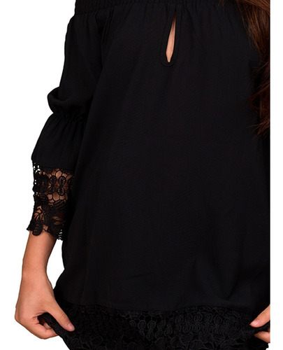 Blusa Moda Mujer Tipo Campesina Encaje Emz8007
