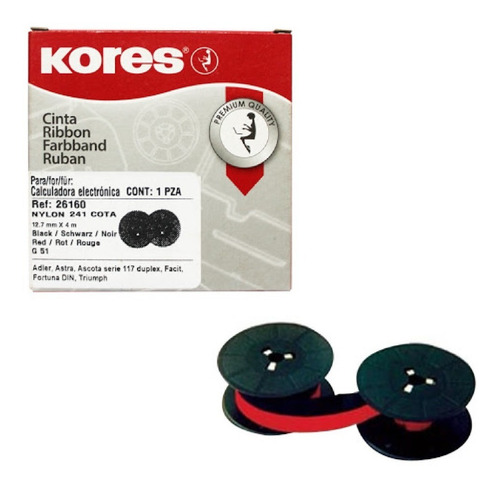 Cinta P/calculadora  Kores  Modelo 241  50 Pzas Negro/rojo 