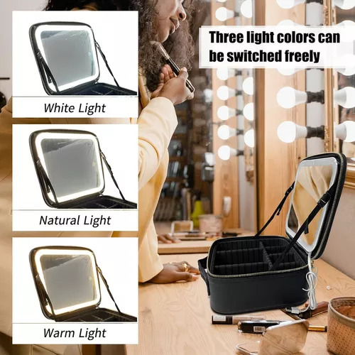 Neceser Cosmetiquera Con Espejo Con Luz
