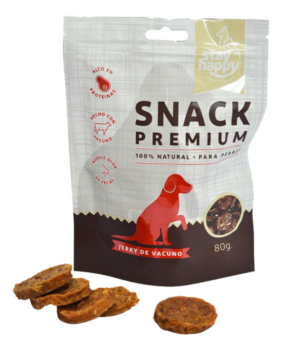 Snack Stay Happy Jerky Vacuno 80gr Para Perros