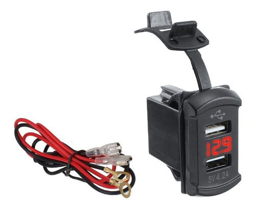 Cargador Usb Doble 4.2a Empotrado Voltímetro 12-24v Auto