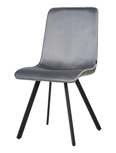 Silla De Comedor Cleo Gris Oscuro Tapizado Pana Base Negra