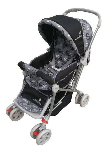 Carrinho de bebê de paseio Color Baby Confort preto com chassi de cor prateado