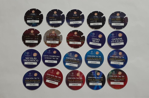 Lote De 20 Tazos Futbol Champions Lays Con Messi (Usado)