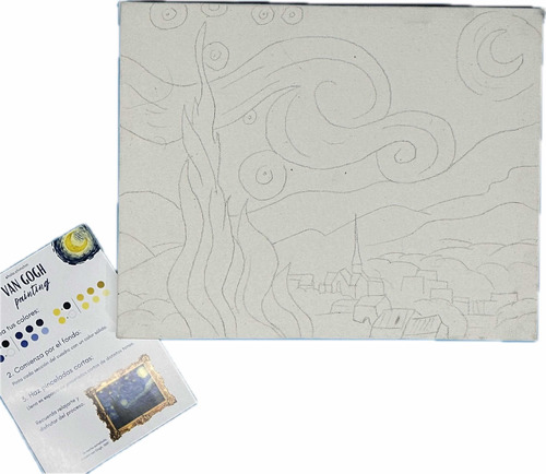 Set Pinta Tu Van Gogh Noche Estrellada Kit Lienzo Y Pintura