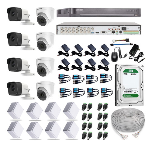 Kit Cámaras Seguridad 4k Hikvision 16 Ch + 8 Cam + D.d 2 Tb 