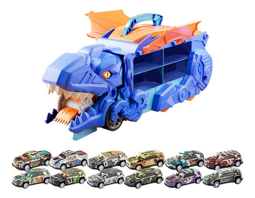 Coches Devoradores De Dinosaurios Con Pista Con 12 Carros