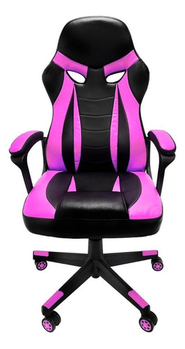 Silla de escritorio TodaTuCasa Escorpion gamer ergonómica  negra y rosa con tapizado de cuero sintético