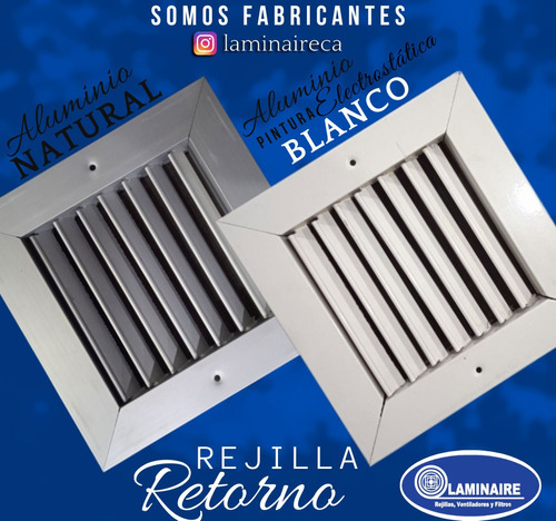 Rejilla De Retorno 06x06 Para Aire De Aluminio Blanco