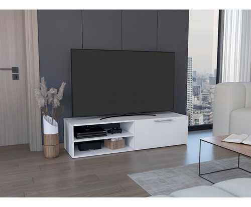 Mueble Rack De Tv Pantalla 55puLG Roatan Blanco Excelsior