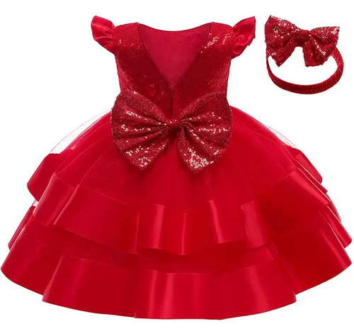 Vestido De Princesa De Doble Capa Con Lentejuelas Para Niñas