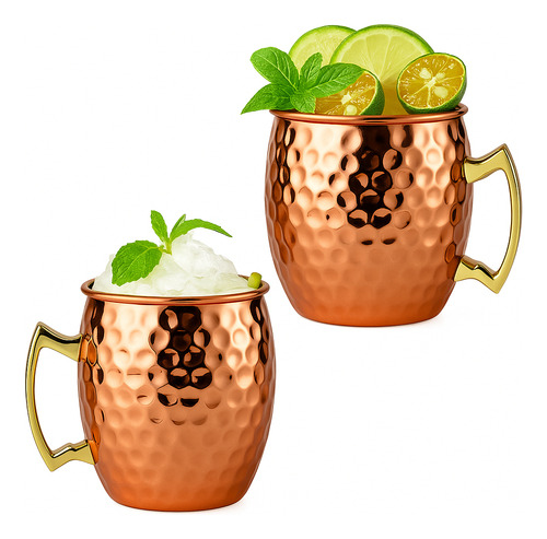 X2 Vasos Mugs Cobre Moscow Mule Coctel 500ml Tragos Mojitos