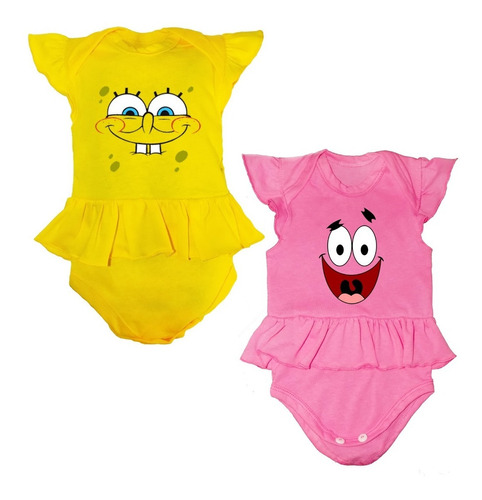 Set 2 Pañalero Vestido Niña Disfraces Bob Esponja + Patricio