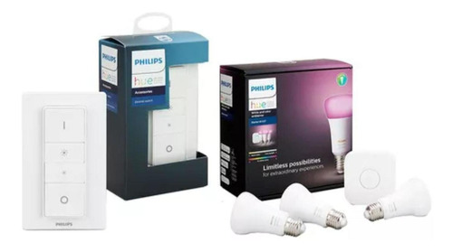 Kit Philips Hue 3 Focos Inteligentes Color + Dimmer