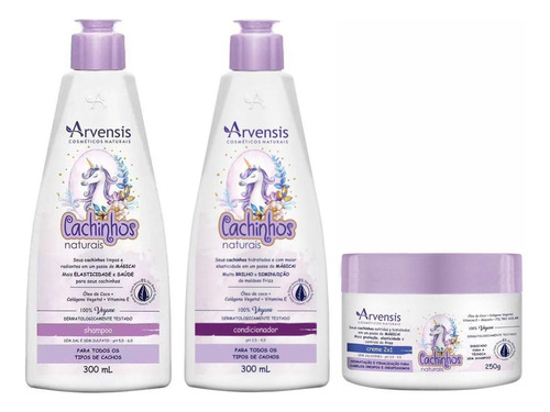 Kit Arvensis Cachinhos Shampoo Condicionador Máscara 2x1