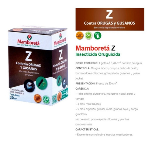 Imagen 3 de 8 de Mamboreta Z 30cc Insecticida Repelente Gusanos Orugas