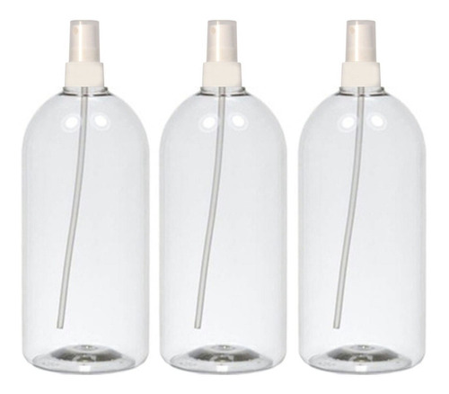 Pack 3 Botellas Garrafa Plastica Con Valvula Spray Blanco 1l