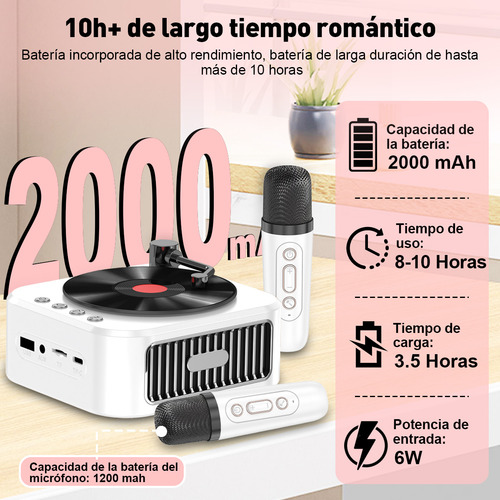 Altavoz Bluetooth Portátil Máquina Karaoke Con 2 Micrófonos