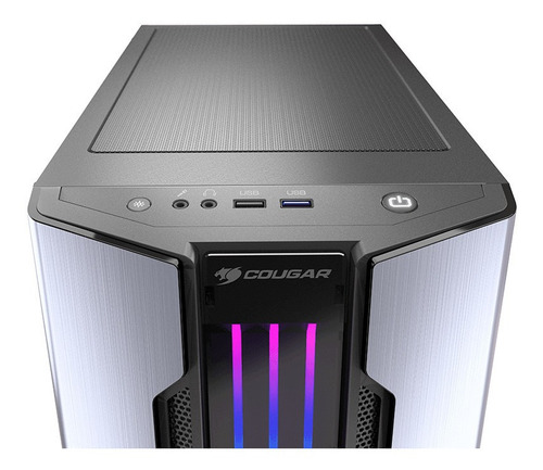 Imagen 4 de 7 de Gabinete Gamer Cougar Gemini M Silver Gray Rgb Crist Templad