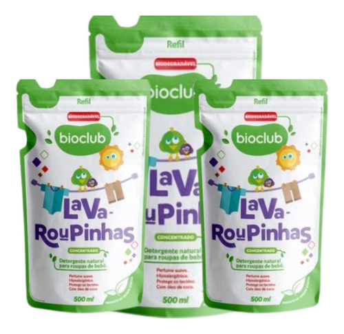 Refil Lava Roupinhas Bioclub Hipoalergenico Natural 3 Und