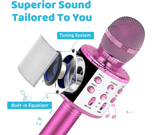 Micrófono De Karaoke Para Niños Con Luces Led, Micrófono De