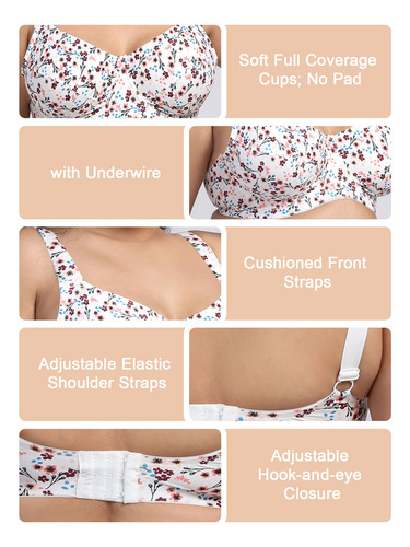 Brassiere Bra Plus De Talla Completa Para Mujer, Cobertura S
