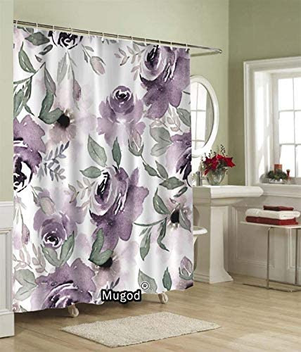 V Cortinas De Ducha Mugod Floral Vintage En Acuarela,
