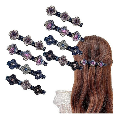 A 1 8 Pinzas For El Pelo Trenzadas Con Piedra De Cristal