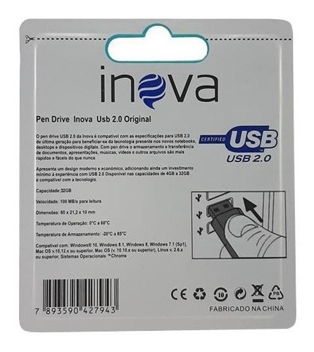 Imagem 2 de 2 de Kit 5 Pen Drive 32gb Usb Inova Portátil Compacto Up-8569