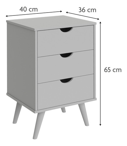 Mesa De Cabeceira 3 Gavetas Pé Palito Retrô Preto Damasco