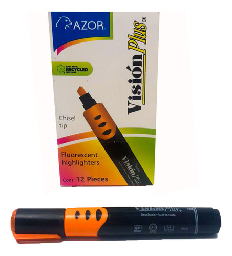Marcatextos, Vision Plus, 4 Paq/4 Colores De 12pzs C/u. Amarillo