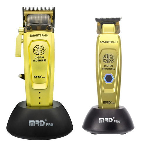 Barberia Set Clipper Trimmer Mrdpro Smartbrain Dorado 12c