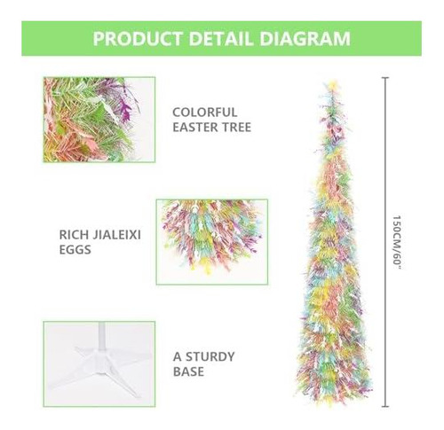 Jialeixi Easter Tinsel Tree, 5 Pies Artificial Pencil Lápiz