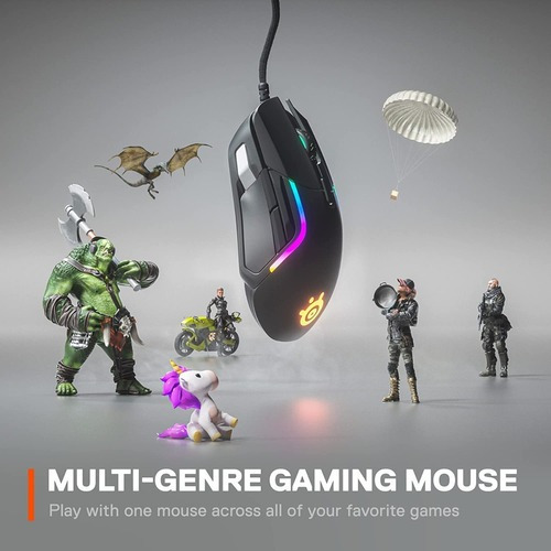 Mouse Steelseries Rival 5 Gaming 18000 Dpi 9 Botones Gamer Negro