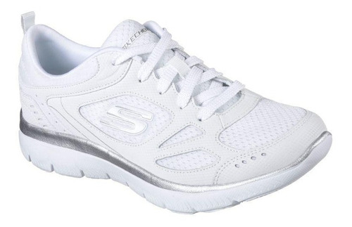 Zapatilla Skechers Mujer Summits Suited White Silver