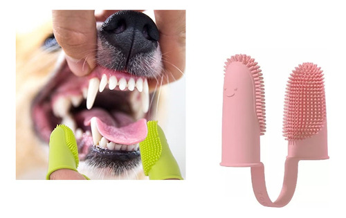 Cepillo Dental Mascotas Doble Limpia Diente Perro D Silicona