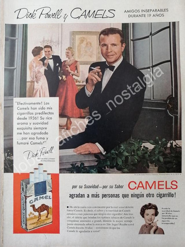 Cartel Retro Cigarros Camel Con Dick Powell 1954 Fep
