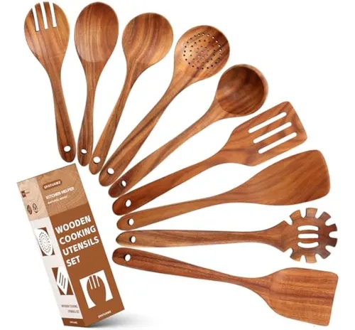 Juego De Utensilios De Cocina De Madera De 9