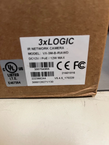 3xlogic Vx-3m-b-riawd Bullet Camera 2048x1536 3 Mp H.264 Ssc