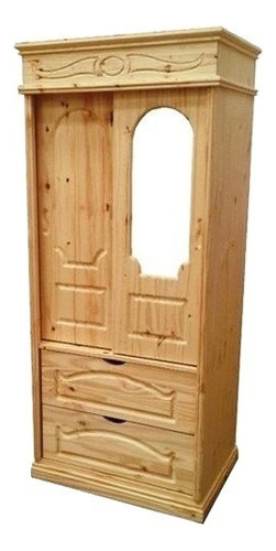 Placard Pinetech Muebles Ropero 0.80 con espejo color pino de pino con 2 puertas corredizas
