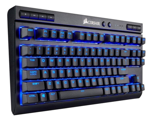 Imagen 2 de 2 de Teclado gamer bluetooth Corsair K63 Wireless QWERTY Cherry MX Red inglés US color negro con luz azul