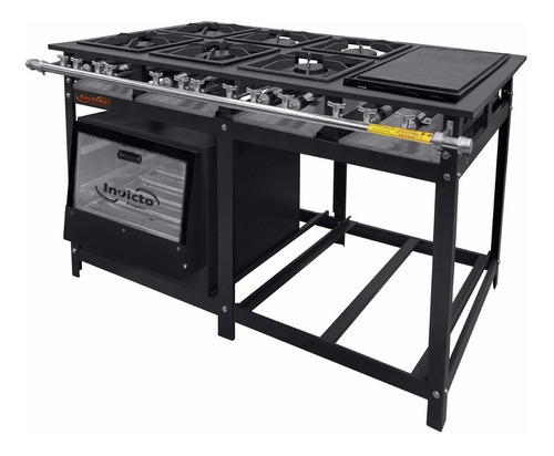 Fogão 6 Bocas C/ Forno Industrial E Chapa Perfil 7 Reforçado