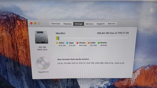 Mac Mini Late 2009 2.53 Ghz Intel Coral 2 Dúo 8 Ram